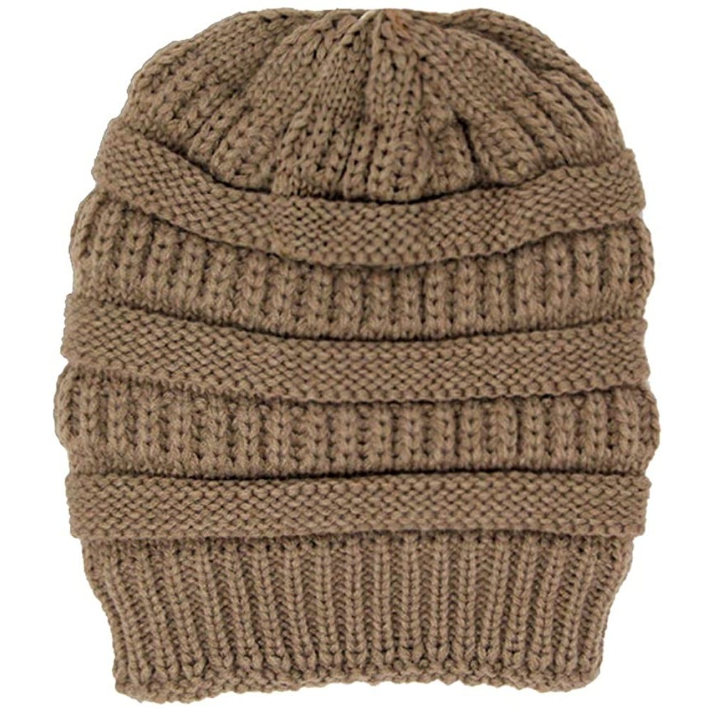 Skullies & Beanies Me Plus Winter Fleece Lined Soft Warm Cable Knitted Beanie Hat for Women & Men - Taupe - CT18KIYL7G2 $18.17