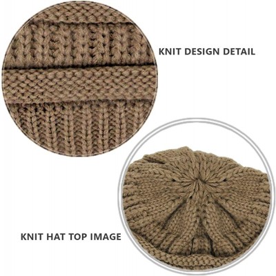 Skullies & Beanies Me Plus Winter Fleece Lined Soft Warm Cable Knitted Beanie Hat for Women & Men - Taupe - CT18KIYL7G2 $18.17
