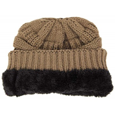 Skullies & Beanies Me Plus Winter Fleece Lined Soft Warm Cable Knitted Beanie Hat for Women & Men - Taupe - CT18KIYL7G2 $18.17