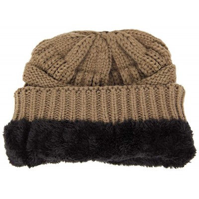 Skullies & Beanies Me Plus Winter Fleece Lined Soft Warm Cable Knitted Beanie Hat for Women & Men - Taupe - CT18KIYL7G2 $10.14