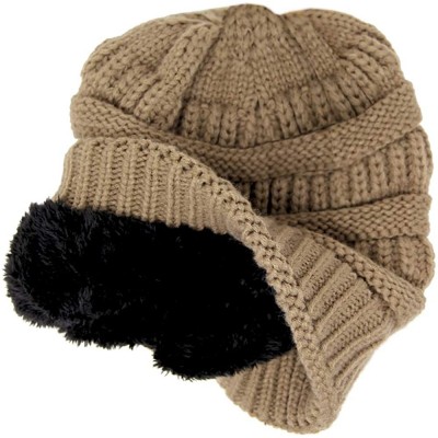 Skullies & Beanies Me Plus Winter Fleece Lined Soft Warm Cable Knitted Beanie Hat for Women & Men - Taupe - CT18KIYL7G2 $18.17