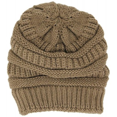 Skullies & Beanies Me Plus Winter Fleece Lined Soft Warm Cable Knitted Beanie Hat for Women & Men - Taupe - CT18KIYL7G2 $18.17