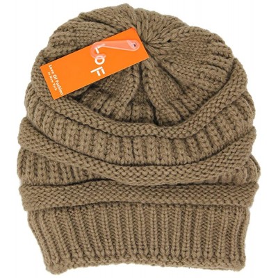 Skullies & Beanies Me Plus Winter Fleece Lined Soft Warm Cable Knitted Beanie Hat for Women & Men - Taupe - CT18KIYL7G2 $18.17