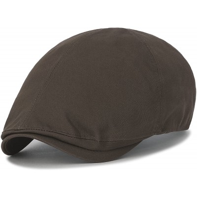 Newsboy Caps Cotton Solid Color Adjustable Gatsby Newsboy Hat Cabbie Hunting Flat Cap - Brown - C118H3ZMTEC $25.76