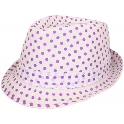 Fedoras Premium Polka Dot Cotton Fedora Hat Available - Purple - CO11J4DB005 $9.44