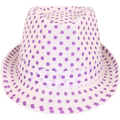 Fedoras Premium Polka Dot Cotton Fedora Hat Available - Purple - CO11J4DB005 $9.44