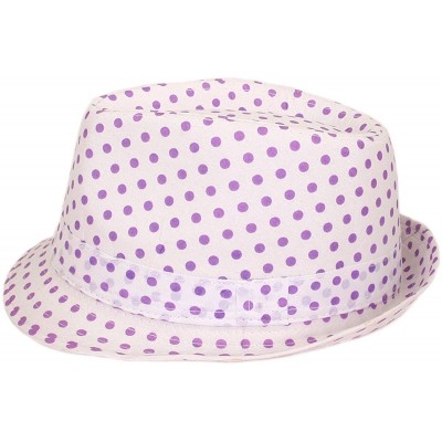 Fedoras Premium Polka Dot Cotton Fedora Hat Available - Purple - CO11J4DB005 $9.44