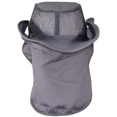 Sun Hats Packable Wide Brim Mesh Safari/Outback W/Neck Flap & Snap Up Sides - Gray - CO189ZESXE5 $16.54