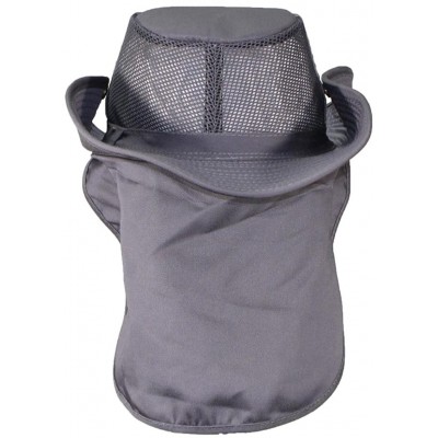 Sun Hats Packable Wide Brim Mesh Safari/Outback W/Neck Flap & Snap Up Sides - Gray - CO189ZESXE5 $16.54