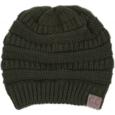 Skullies & Beanies Warm Soft Cable Knit Skull Cap Slouchy Beanie Winter Hat (New Olive) - CG186AGRDO5 $23.15