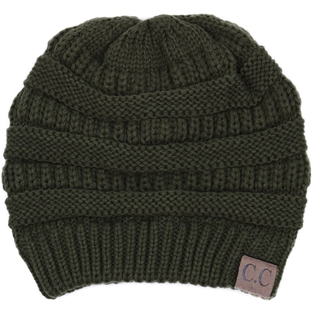 Skullies & Beanies Warm Soft Cable Knit Skull Cap Slouchy Beanie Winter Hat (New Olive) - CG186AGRDO5 $13.95