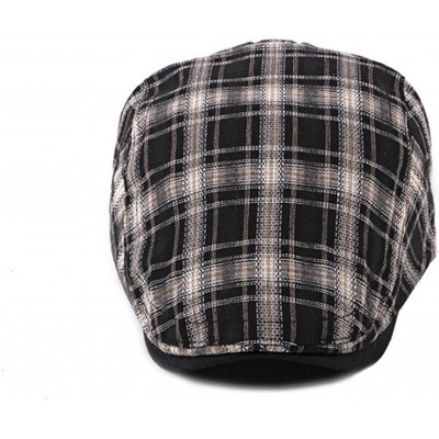 Newsboy Caps 2 Pack Men's Flat Cap Mesh Beret Cabbie Hunting Hat Summer Newsboy Ivy Cap - Black+beige - C918R09M8D6 $14.08