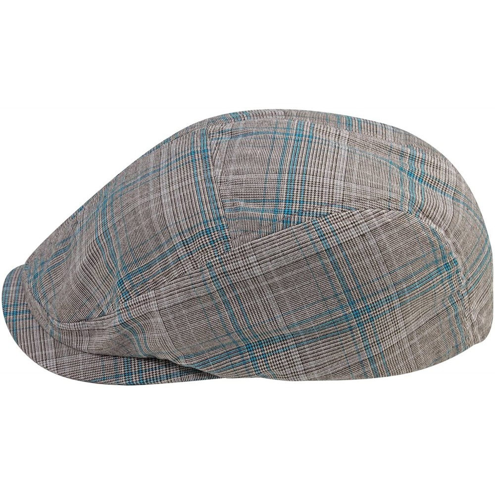 Newsboy Caps Unisex Polyester Plaid Ivy Cap - Blue - CF183946R0D $12.62