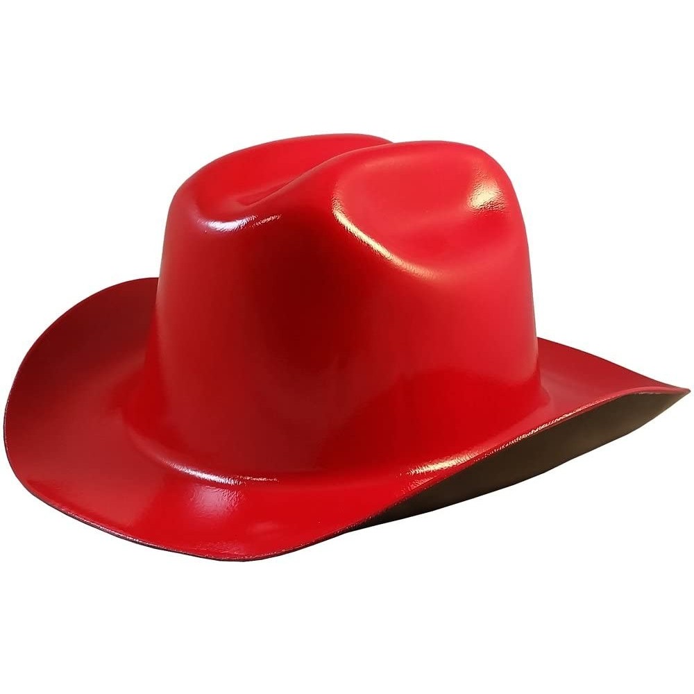 Cowboy Hats Western Cowboy Hard Hat with Ratchet Suspension (Red) - Red - C1189QOSGRT $34.90