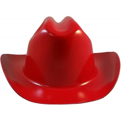 Cowboy Hats Western Cowboy Hard Hat with Ratchet Suspension (Red) - Red - C1189QOSGRT $34.90