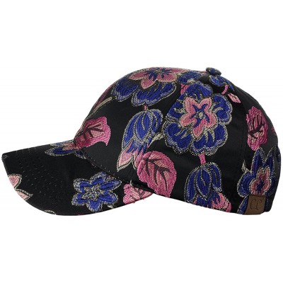 Baseball Caps Women's Metallic Embroidered Jacquard Flower Vine Adjustable Baseball Cap- Royal/Pink - C318C54IMWT $15.67
