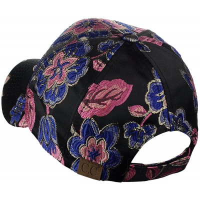 Baseball Caps Women's Metallic Embroidered Jacquard Flower Vine Adjustable Baseball Cap- Royal/Pink - C318C54IMWT $15.67