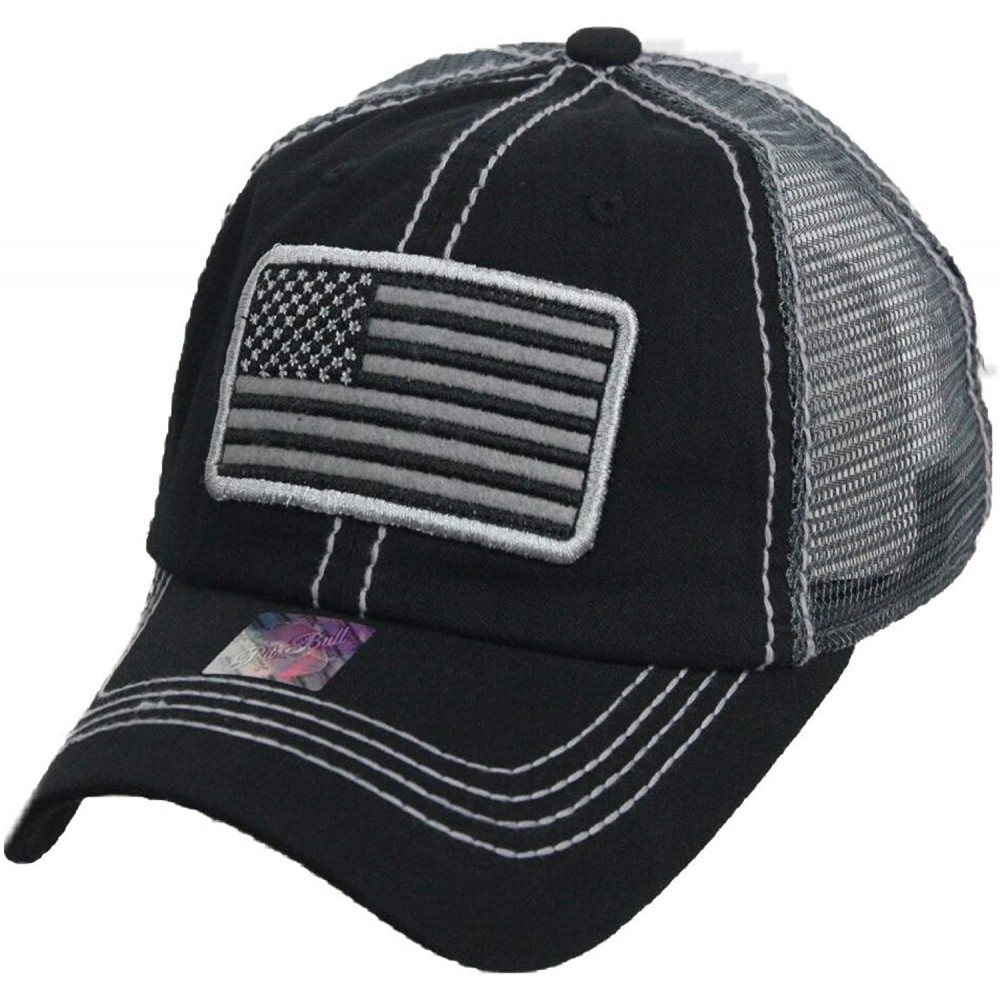 Baseball Caps US Flag Baseball Cap USA Mesh Trucker Fashion Hipster Golf Hiking Camping Hat - Black - C618U6YEUGZ $11.68