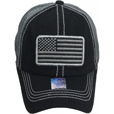 Baseball Caps US Flag Baseball Cap USA Mesh Trucker Fashion Hipster Golf Hiking Camping Hat - Black - C618U6YEUGZ $11.68