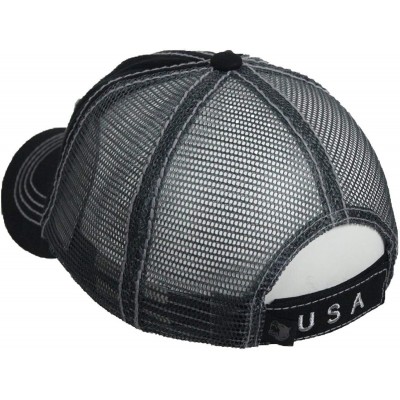 Baseball Caps US Flag Baseball Cap USA Mesh Trucker Fashion Hipster Golf Hiking Camping Hat - Black - C618U6YEUGZ $11.68