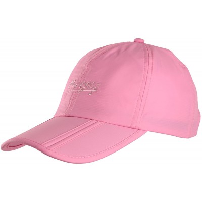 Baseball Caps Men and Women Outdoor Rain Sun Waterproof Quick-Drying Long Brim Collapsible Portable Hat - Pink - CI124HD3SIN ...