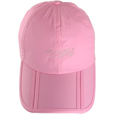 Baseball Caps Men and Women Outdoor Rain Sun Waterproof Quick-Drying Long Brim Collapsible Portable Hat - Pink - CI124HD3SIN ...