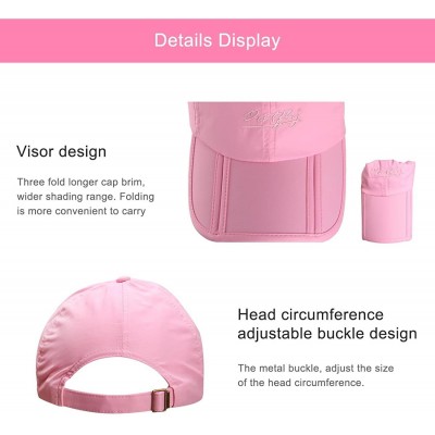 Baseball Caps Men and Women Outdoor Rain Sun Waterproof Quick-Drying Long Brim Collapsible Portable Hat - Pink - CI124HD3SIN ...