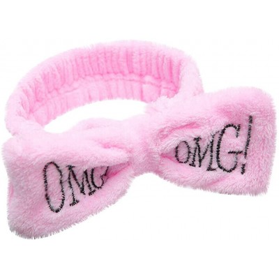 Headbands FarJing Bow Hair Band Women Facial Makeup Head Band Soft Coral Fleece Head Wraps For Shower Washing Face - C-pink -...
