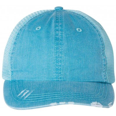 Baseball Caps Mega Cap 6990 - Herringbone Unstructured Trucker Cap - Aqua/ Aqua - CN18HWRXAEG $8.91