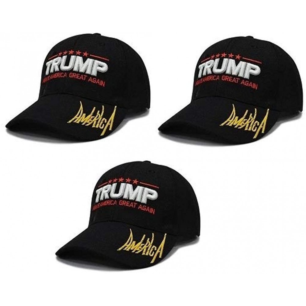 Baseball Caps Make America Great Again Hat [3 Pack]- Donald Trump USA MAGA Cap Adjustable Baseball Hat - V4 - Black - CR18QNG...