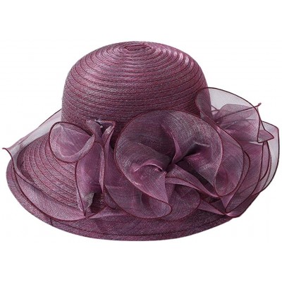 Visors Kentucky Derby Hat- Women's Organza Church Kentucky Derby Fascinator Bridal Tea Party Wedding Hat - Purple1 - CV18UCMA...