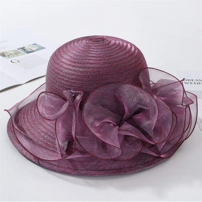 Visors Kentucky Derby Hat- Women's Organza Church Kentucky Derby Fascinator Bridal Tea Party Wedding Hat - Purple1 - CV18UCMA...