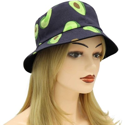 Bucket Hats Unisex Reversible Packable Bucket Hat Sun hat for Men Women - Avocado Dark Blue - CF196Q258EM $16.59