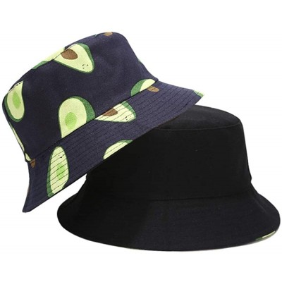 Bucket Hats Unisex Reversible Packable Bucket Hat Sun hat for Men Women - Avocado Dark Blue - CF196Q258EM $16.59