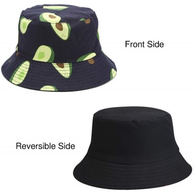 Bucket Hats Unisex Reversible Packable Bucket Hat Sun hat for Men Women - Avocado Dark Blue - CF196Q258EM $16.59