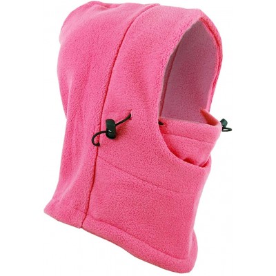 Balaclavas Parent Child Winter Double Layer Fleece Balaclava Adjustable Ski Mask Hood - Pink - Adult - C918ZE6EN30 $25.96
