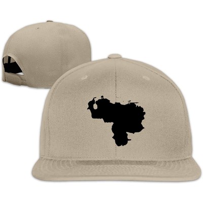 Baseball Caps Venezuela Map Snapback Hat Adjustable Solid Flat Bill Baseball Caps Mens - Natural - CT196XQ956L $17.81