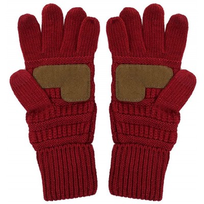 Skullies & Beanies 3pc Set Trendy Warm Chunky Soft Stretch Cable Knit Beanie Scarves Gloves Set - Burgundy - C3187GLEW3K $39.61