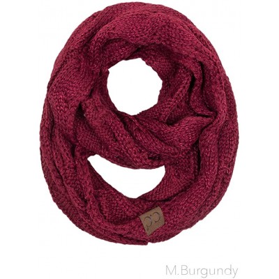 Skullies & Beanies 3pc Set Trendy Warm Chunky Soft Stretch Cable Knit Beanie Scarves Gloves Set - Burgundy - C3187GLEW3K $39.61