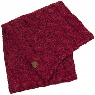 Skullies & Beanies 3pc Set Trendy Warm Chunky Soft Stretch Cable Knit Beanie Scarves Gloves Set - Burgundy - C3187GLEW3K $39.61