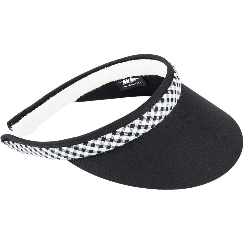 Visors Women's Clip On Round Brim Visor - Black/Black-white Checks - CZ18M0IQG37 $22.86