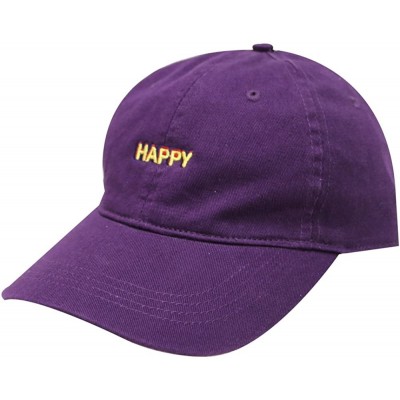 Baseball Caps Happy Small Embroidered Cotton Baseball Caps - Purple - CM12M0UK95F $15.72