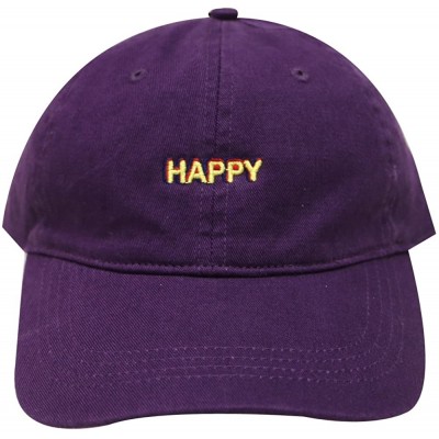 Baseball Caps Happy Small Embroidered Cotton Baseball Caps - Purple - CM12M0UK95F $15.72