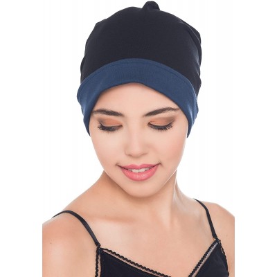 Skullies & Beanies Unisex Reversible Beanie for Hair Loss - Chemo Caps - Black-denim - CE11AZJVICL $14.19