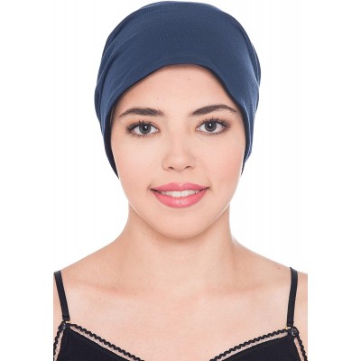 Skullies & Beanies Unisex Reversible Beanie for Hair Loss - Chemo Caps - Black-denim - CE11AZJVICL $14.19