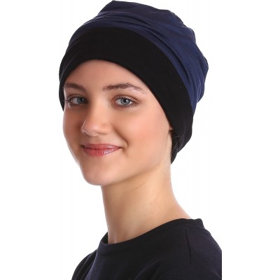 Skullies & Beanies Unisex Reversible Beanie for Hair Loss - Chemo Caps - Black-denim - CE11AZJVICL $14.19