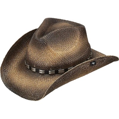 Cowboy Hats Unisex Bret Straw Cowboy Hat - Black - CR118MQJF1V $43.36