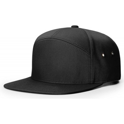 Baseball Caps Richardson 7 Panel Cotton Twill Structured Camper Hat Adjustable Leather Strapback - Black - C1188U5WRX2 $16.50