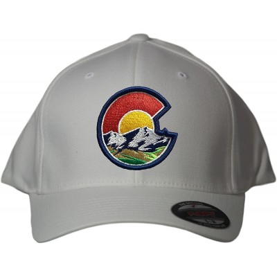 Baseball Caps Colorado Flag C Nature Flexfit 6277 Hat. Colorado Themed Curved Bill Cap - White - C118D8XRXKM $54.92