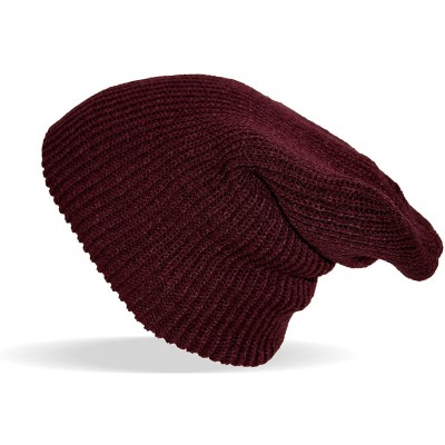 Skullies & Beanies Slouchy Solid Color Beanie - Burgundy - C011Q3AUBSD $10.01